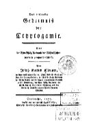Das entdeckte Geheimniss der Cryptogamie
