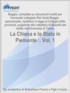 La Chiesa e lo Stato in Piemonte :. Vol. 1