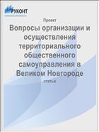 Вопросы организации и осуществления территориального общественного самоуправления в Великом Новгороде