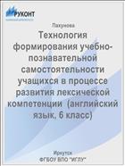 Технология формирования учебно-познавательной самостоятельности учащихся в процессе развития лексической компетенции  (английский язык, 6 класс)
