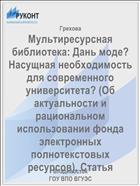 Мультиресурсная  библиотека: Дань моде? Насущная необходимость для современного университета? (Об  актуальности и рациональном использовании фонда электронных  полнотекстовых ресурсов). Статья