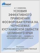 УСЛОВИЯ ЭФФЕКТИВНОГО ПРИМЕНЕНИЯ ФОСФОРОБАКТЕРИНА НА ЧЕРНОЗЕМАХ КУСТАНАИСКОЙ ОБЛАСТИ ЦЕЛИННОГО КРАЯ