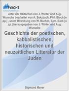 Geschichte der poetischen, kabbalistischen, historischen und neuzeitlichen Litteratur der Juden