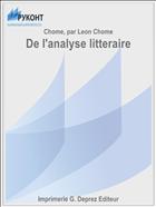 De l'analyse litteraire