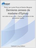 Dernieres annees de madame d'Epinay
