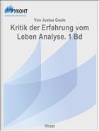 Kritik der Erfahrung vom Leben Analyse. 1 Bd