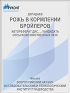 РОЖЬ В КОРМЛЕНИИ БРОЙЛЕРОВ