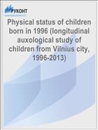 Physical status of children born in 1996 (longitudinal auxological study of children from Vilnius city, 1996-2013)