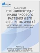 РОЛЬ КИСЛОРОДА В ЖИЗНИ РИСОВОГО РАСТЕНИЯ И ЕГО ВЛИЯНИЕ НА УРОЖАЙ