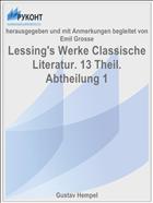 Lessing's Werke Classische Literatur. 13 Theil. Abtheilung 1