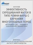 ЭФФЕКТИВНОСТЬ СКРЕЩИВАНИЯ МАТОК В ТИПЕ РОМНИ-МАРШ С БАРАНАМИ МНОГОПЛОДНЫХ ПОРОД