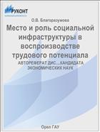 Место и роль социальной инфраструктуры в воспроизводстве трудового потенциала 